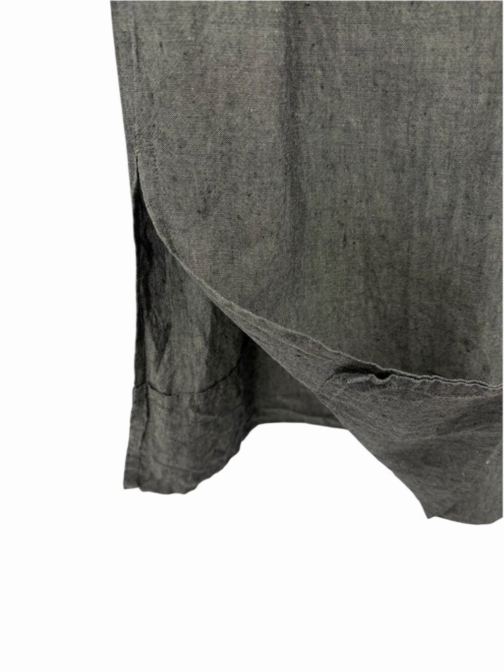 EILEEN FISHER Women's Gray Linen Double Walking Slit Straight Pull On Skirt LG - Picture 2 of 5